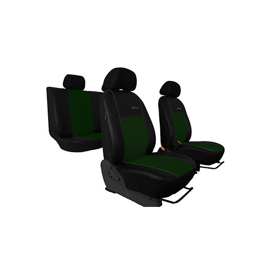 Poťahy pre Škoda Karoq style (od 2017) Exclusive Alcantara (Alcantara-koža) zelená + vrecká