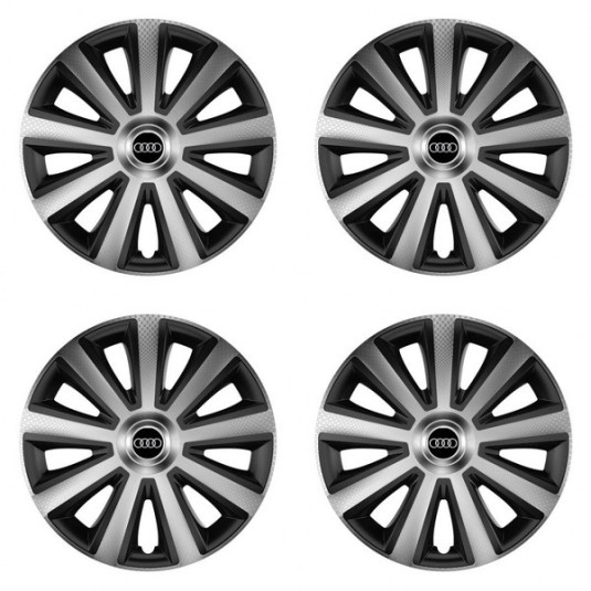 Puklice pre Audi 15 Aviator carbon silver&black