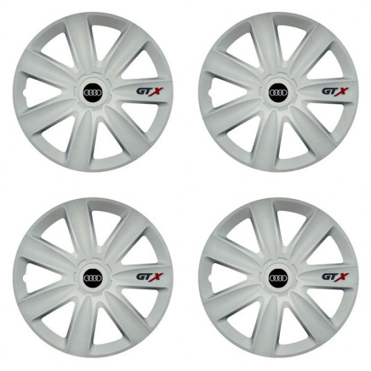 Puklice pre Audi 16 GTX carbon white