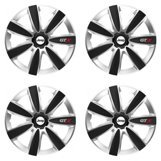 Puklice pre Jeep 16 GTX CARBON silver/black