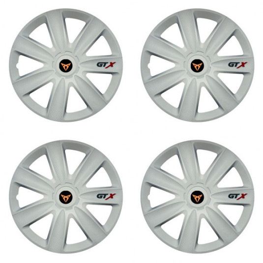 Puklice pre Cupra 14 GTX carbon white