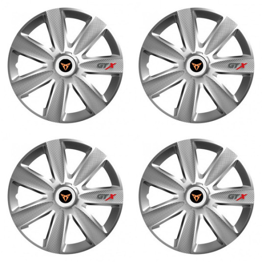 Puklice pre Cupra 14 GTX CARBON silver