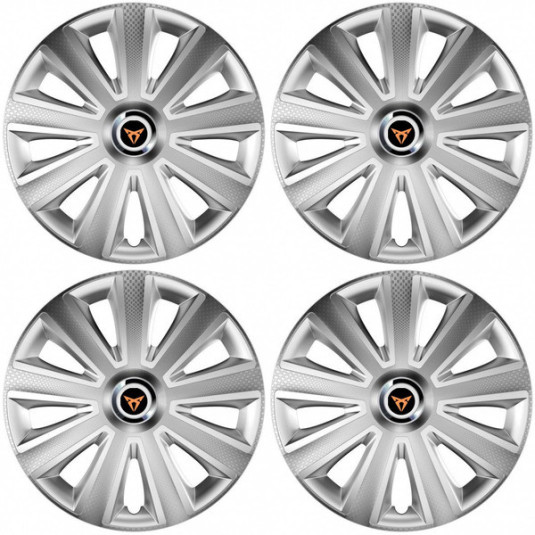 Puklice pre Cupra 15 Aviator carbon silver