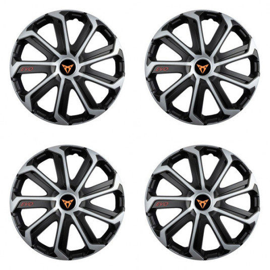 Puklice pre Cupra 16 Evo black&silver