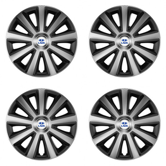 Puklice pre Lada 14 Aviator carbon silver&black