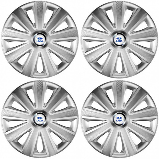 Puklice pre Lada 15 Aviator carbon silver