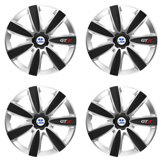 Puklice pre Lada 16 GTX CARBON silver/black