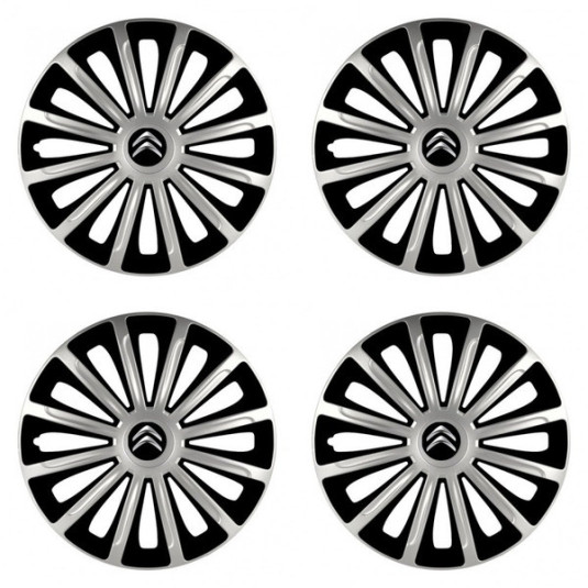 Puklice pre Citroen 16 TREND silver and black
