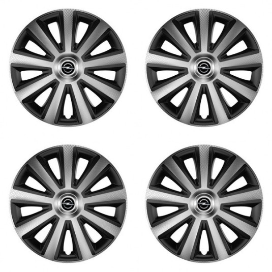 Puklice pre Opel 14 Aviator carbon silver&black