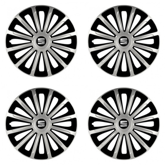 Puklice pre Seat 16 TREND silver and black