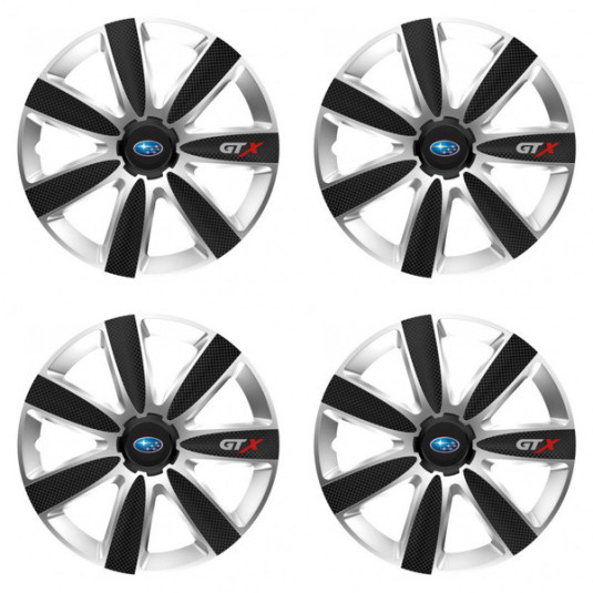 Puklice pre Subaru 15 GTX CARBON silver/black