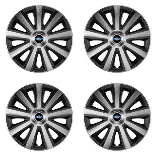 Puklice pre Ford 16 Aviator carbon silver&black