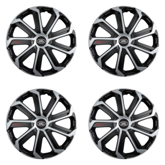 Puklice pre Land Rover 15 Evo black&silver