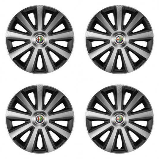 Puklice pre Alfa Romeo 15 Aviator carbon silver&black