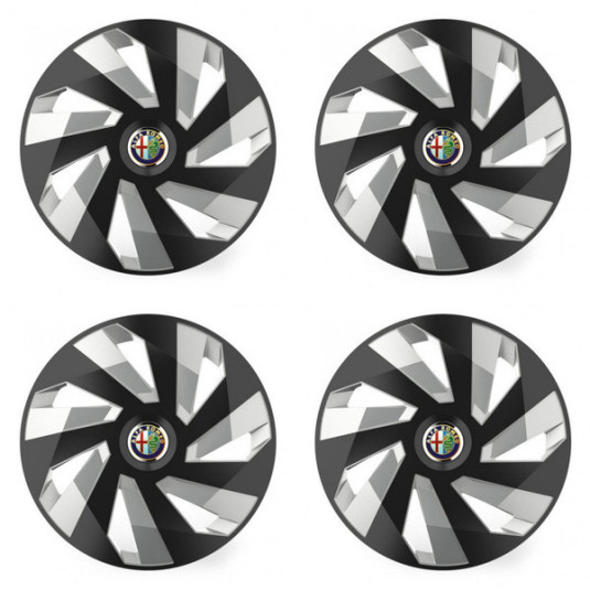 Puklice pre Alfa Romeo 16 Vector RC black and silver