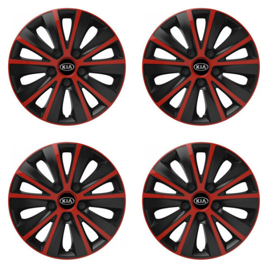 Puklice pre Kia (staršie logo) 14 RAPIDE red and black