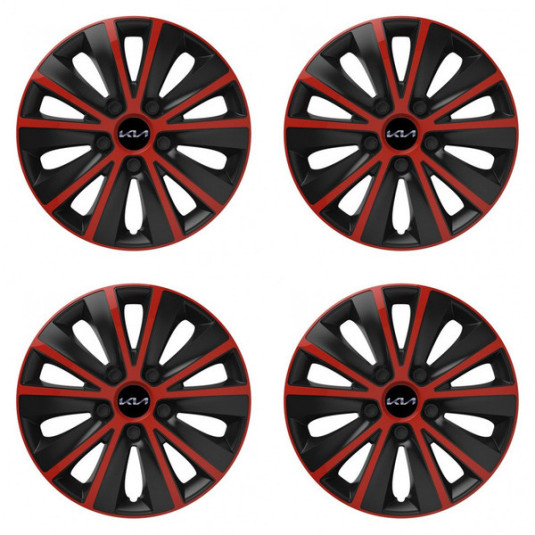 Puklice pre Kia (nové logo) 16 RAPIDE red and black