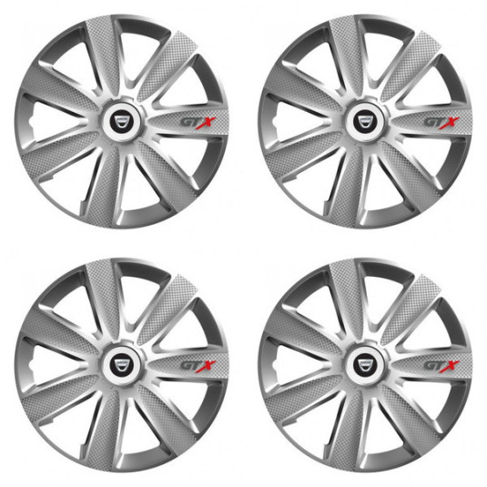 Puklice pre Dacia (staršie logo) 15 GTX CARBON silver