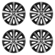 Puklice pre Peugeot (staršie logo) 15 Aviator carbon silver&black