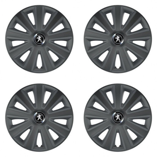 Puklice pre Peugeot (staršie logo) 15 Aviator carbon grafite