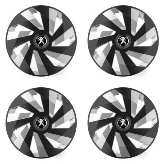 Puklice pre Peugeot (staršie logo) 15 Vector RC black and silver