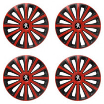 Puklice pre Peugeot (staršie logo) 15 TREND red and black