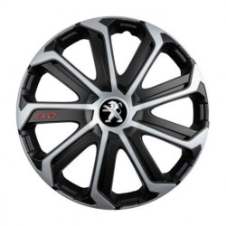 Puklice pre Peugeot (staršie logo) 16 Evo black&silver