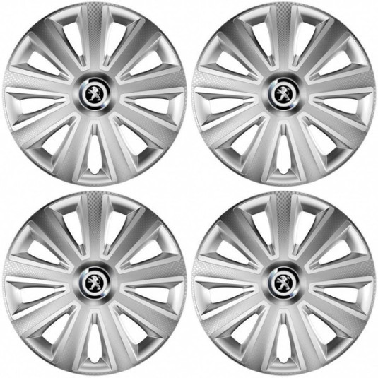 Puklice pre Peugeot (staršie logo) 16 Aviator carbon RC 16 silver