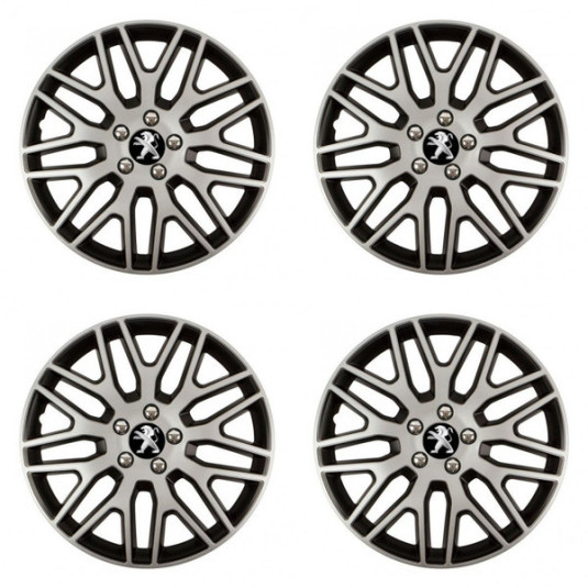 Puklice pre Peugeot (staršie logo) 16 Dakar NC silver and black