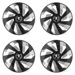 Puklice pre Peugeot (staršie logo) 16 Vector RC black and silver