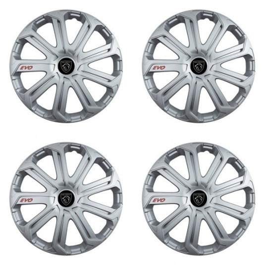 Puklice pre Peugeot (nové logo) 14 Evo silver