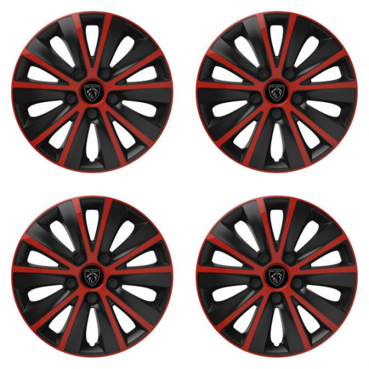 Puklice pre Peugeot (nové logo) 14 RAPIDE red and black