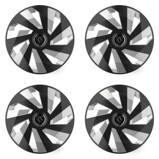 Puklice pre Peugeot (nové logo) 15 Vector RC black and silver