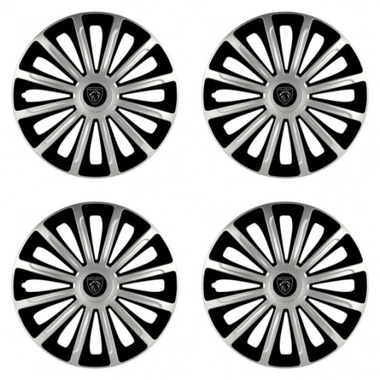 Puklice pre Peugeot (nové logo) 16 TREND silver and black