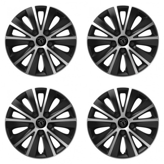 Puklice pre Peugeot (nové logo) 16 RAPIDE silver and black