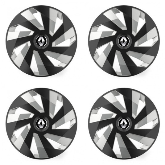Puklice pre Renault (staršie logo) 16 Vector RC black and silver