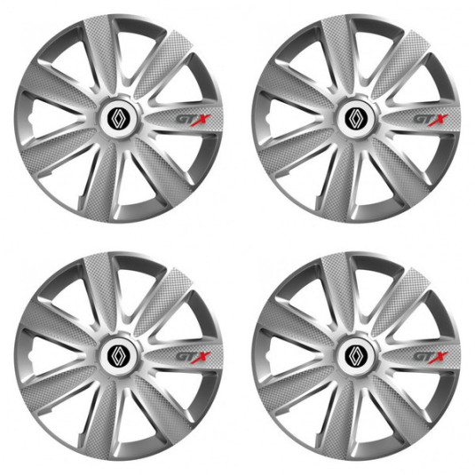 Puklice pre Renault (nové logo) 14 GTX CARBON silver