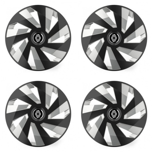 Puklice pre Renault (nové logo) 15 Vector RC black and silver