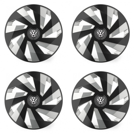 Puklice pre VW (čierne) 15 Vector RC black and silver