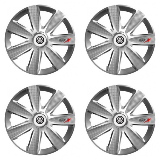 Puklice pre VW (čierne) 15 GTX CARBON silver