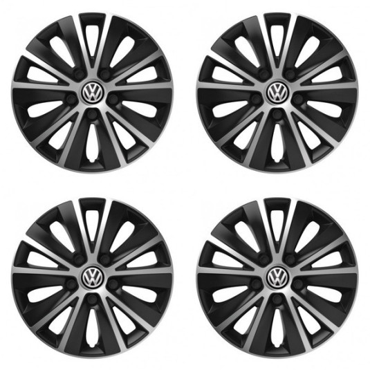 Puklice pre VW (čierne) 15 RAPIDE silver and black