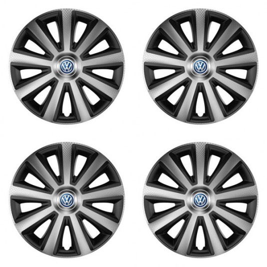 Puklice pre VW (modré) 15 Aviator carbon silver&black