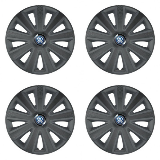 Puklice pre VW (modré) 15 Aviator carbon grafite