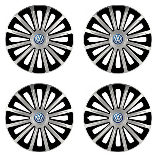 Puklice pre VW (modré) 16 TREND silver and black