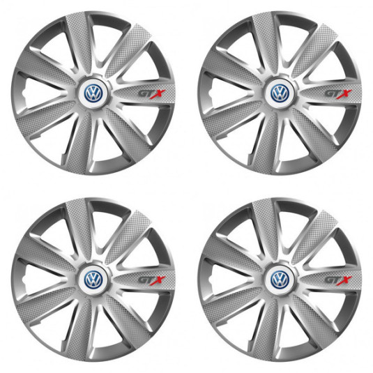 Puklice pre VW (modré) 16 GTX CARBON silver