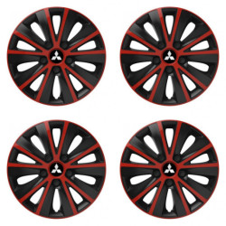 Puklice pre Mitsubishi (strieborné) 14 RAPIDE red and black