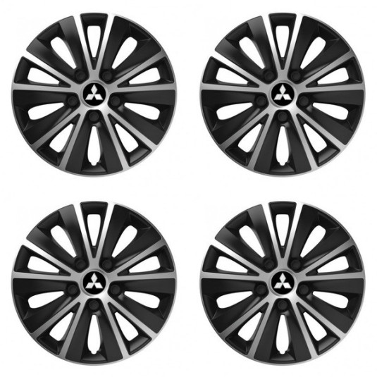 Puklice pre Mitsubishi (strieborné) 15 RAPIDE silver and black