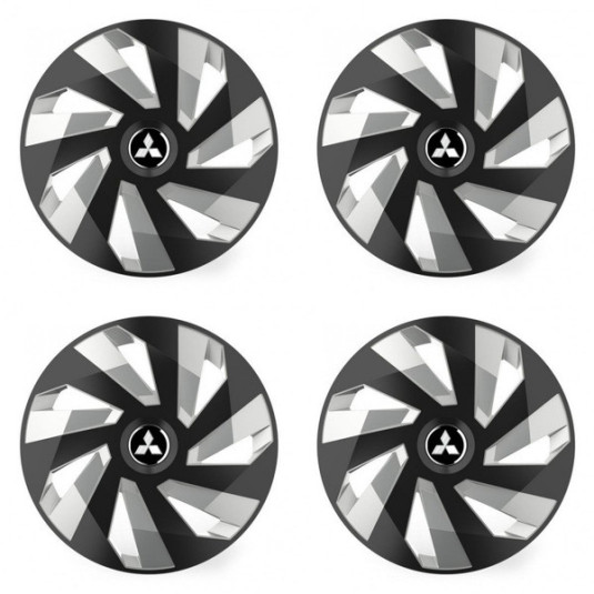Puklice pre Mitsubishi (strieborné) 16 Vector RC black and silver