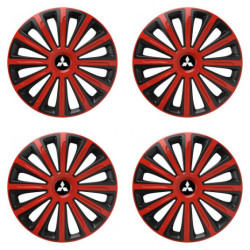 Puklice pre Mitsubishi (strieborné) 16 TREND red and black