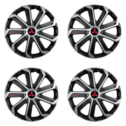 Puklice pre Mitsubishi (červené) 16 Evo black&silver